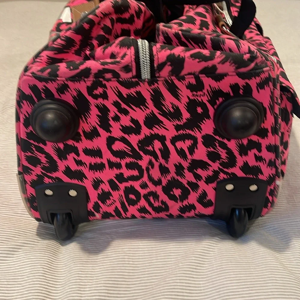 Vintage PINK Victorias Secret Travel Luggage in Pink Leopard Print - Picture 7 of 16